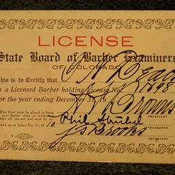 1910 Barber's License
